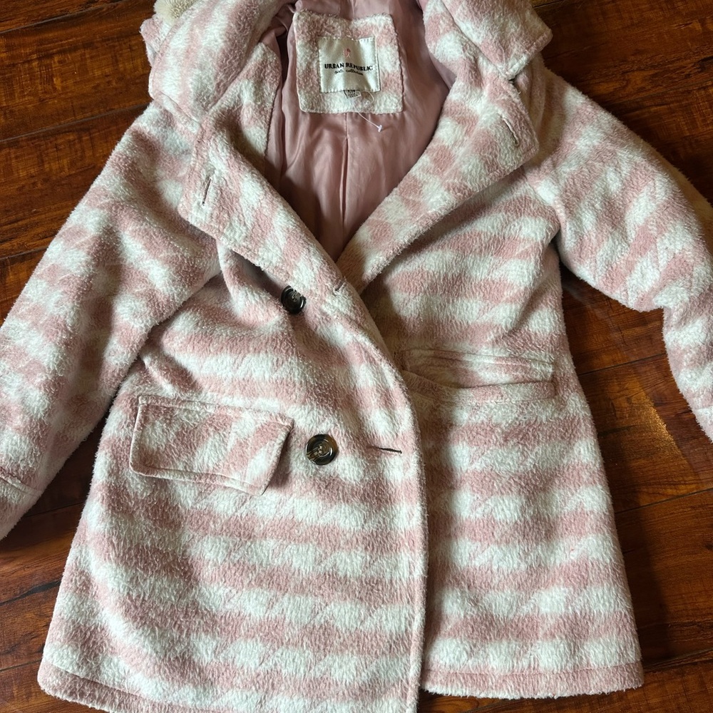 Urban Republic Pink and White Checkered Coat